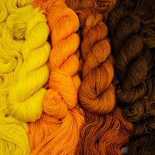Load image into Gallery viewer, RETRO Yarn Kit, Luxe Warm Autumnal, 4x Feather Fingering Merino Wool, Baby Alpaca, Silk Yarn Set (4 Skeins - 1,748 yds./1,598 m. Total)
