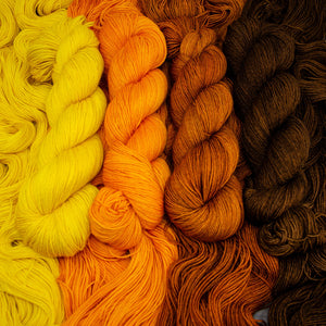 RETRO Geogradient Kit, 2023 Knit Along, 4x Feather Fingering Merino Wool, Baby Alpaca, Silk Yarn Set (4 Skeins - 1,748 yds./1,598 m. Total)