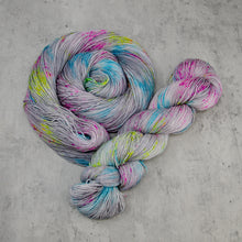Load image into Gallery viewer, Impression - Hand Dyed Super Sock Fingering Weight 75/25 Merino Wool Nylon Yarn, UV Reactive Grey Multi Watercolor, 463 Yards (423 Meters)
