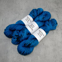 Load image into Gallery viewer, Black and Blue - Hand Dyed MCN DK Weight Cashmere Superwash Merino Wool Nylon Yarn, Deep Blue Black Speckled, 231 Yards (211 Meters)
