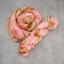 Load image into Gallery viewer, Peppermint Mocha - Hand Dyed MCN DK Weight Merino Wool Cashmere Nylon Yarn, Christmas Pink Brown Multi Speckled, 231 Yards (211 Meters)
