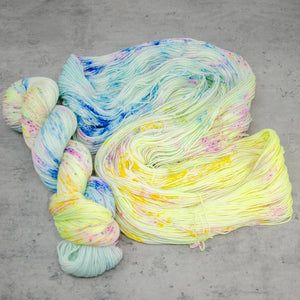 Birds of a Feather - Hand Dyed Feather Fingering Weight, SW Merino Wool, Baby Alpaca, Silk Yarn, UV Reactive Pastels, 437 Yards (400 M)